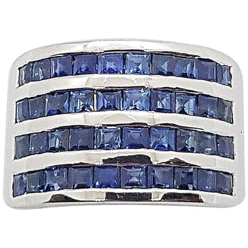 SJ2186 - Blue Sapphire Ring Set in 18 Karat White Gold Settings