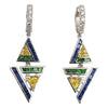 SJ1813 - Blue and Yellow Sapphire with Diamond Kavant&Sharart Earrings in 18K White Gold