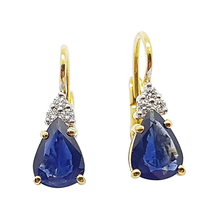 SJ2206 - Blue Sapphire with Diamond Earring Set in 18 Karat Gold Settings