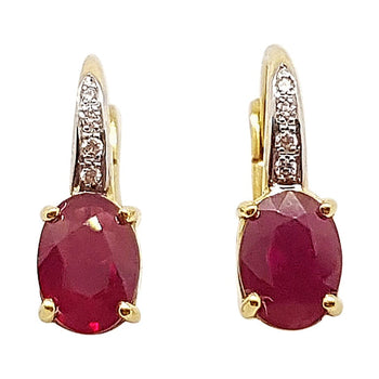 SJ2406 - Ruby with Diamond Earrings Set in 18 Karat Gold Settings