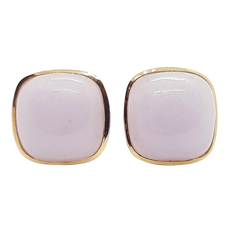 SJ2080 - Lavender Jade Earrings Set in 18 Karat Rose Gold Settings