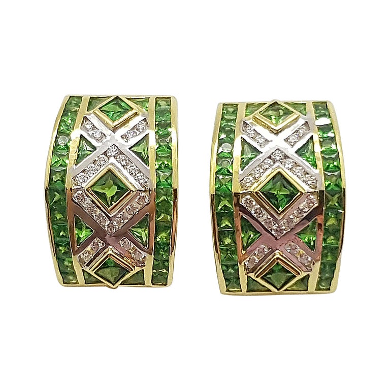 SJ1647 - Tsavorite with Diamond Earrings Set in 18 Karat Gold Settings