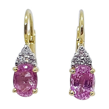 SJ2115 - Pink Sapphire with Diamond Earrings Set in 18 Karat Gold Settings