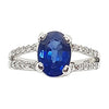 SJ6090 - Blue Sapphire with Diamond Ring Set in 18 Karat White Gold Settings