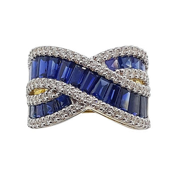 SJ1766 - Blue Sapphire with Diamond Ring Set in 18 Karat Gold Settings