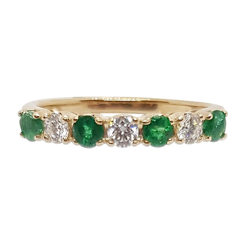 SJ2210 - Emerald with Diamond Ring Set in 18 Karat Rose Gold Settings