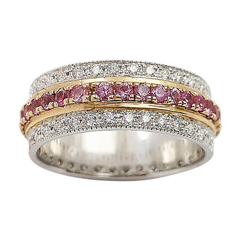 SJ2146 - Pink Sapphire with Diamond Eternity Ring Set in 18 Karat White Gold Settings