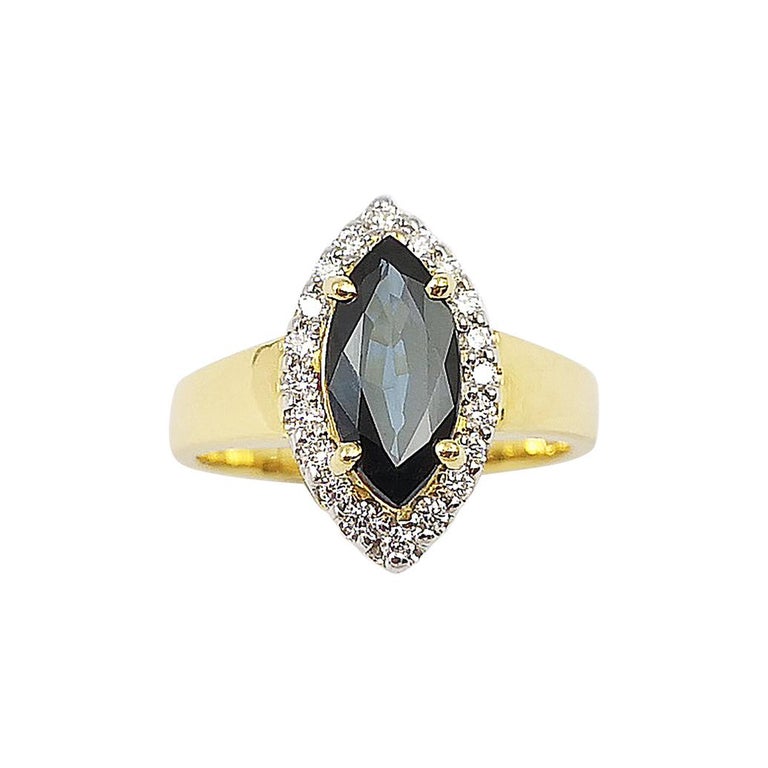 SJ2326 - Marquise Blue Sapphire with Diamond Ring Set in 18 Karat Gold Settings