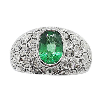 SJ2348 - Emerald with Diamond Ring Set in 18 Karat White Gold Settings
