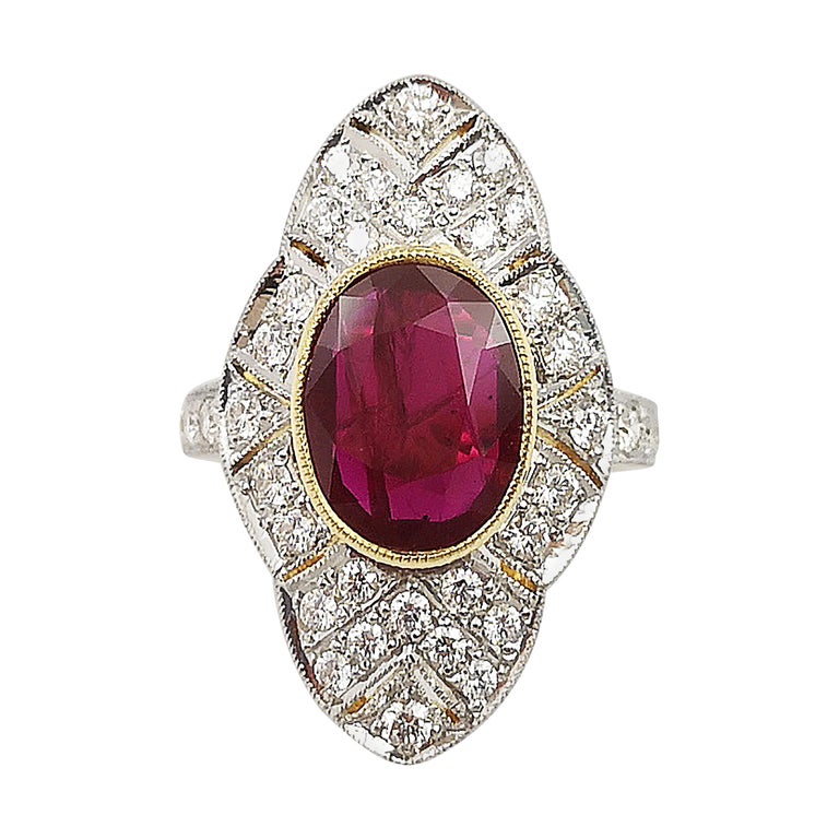 SJ2086 - Ruby with Diamond Ring Set in 18 Karat Gold Settings