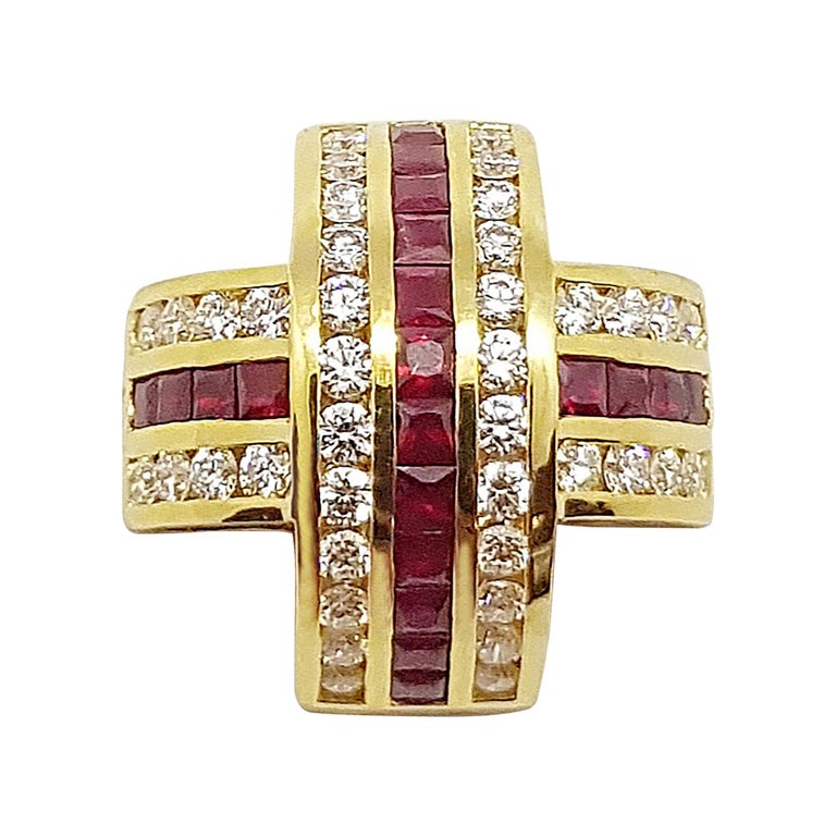 SJ2206 - Ruby with Diamond Pendant Set in 18 Karat Gold Settings