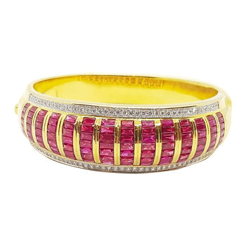 SJ1853 - Ruby with Diamond Bangle Set in 18 Karat Gold Settings