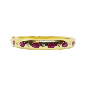 SJ1766 - Ruby with Diamond Bangle Set in 18 Karat Gold Settings