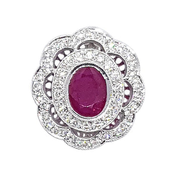 SJ2178 - Ruby with Diamond Pendant set in 18 Karat White Gold Settings