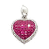 SJ6290 - Ruby with Diamond Heart Pendant Set in 18 Karat White Gold Settings