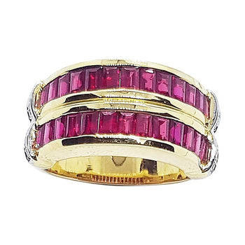 SJ2148 - Ruby with Diamond Ring Set in 18 Karat Gold Settings