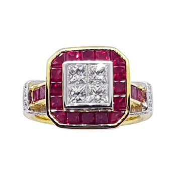 SJ1728 - Ruby and Diamond Ring set in 18 Karat Gold Settings