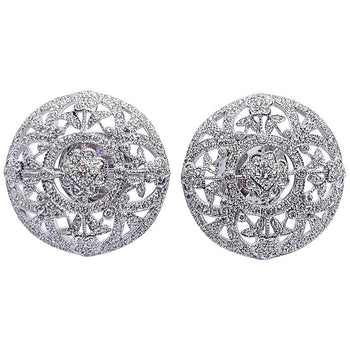 SJ2332 - Diamond Floral Earrings Set in 18 Karat White Gold Settings