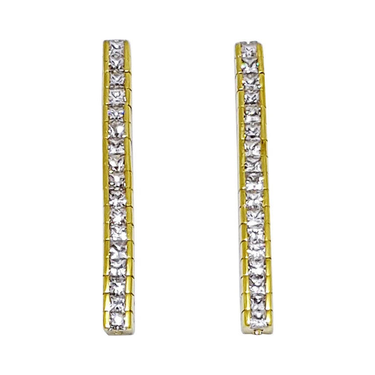 SJ2547 - White Sapphire Earrings Set in 18 Karat Gold Settings