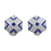 SJ2326 - Blue Sapphire with Diamond Earrings Set in 18 Karat White Gold Settings