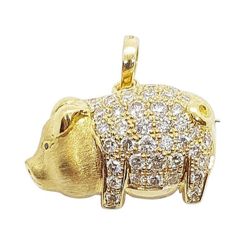 SJ2206 - Diamond with Black Diamond Pig Brooch/Pendant Set in 18 Karat Gold Settings