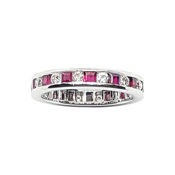 SJ2668 - Ruby with Diamond Eternity Ring Set in 18 Karat White Gold Settings