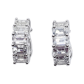 SJ2127 - White Sapphire Earrings Set in 18 Karat White Gold Settings