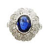 SJ6088 - Blue Sapphire with Diamond Ring Set in 18 Karat White Gold Settings