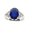 SJ1746 - Blue Sapphire 4 Carat with Diamond Ring Set in 18 Karat White Gold Settings