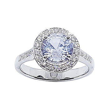 SJ6231 - White Sapphire with Diamond Ring Set in 18 Karat White Gold Settings