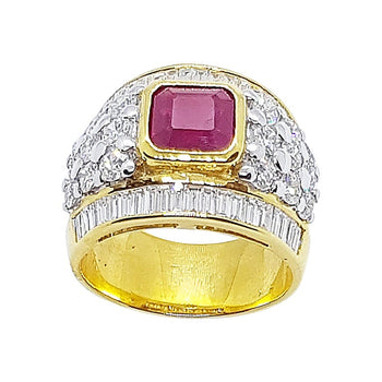 SJ1646 - Ruby with Diamond Ring Set in 18 Karat Gold Settings