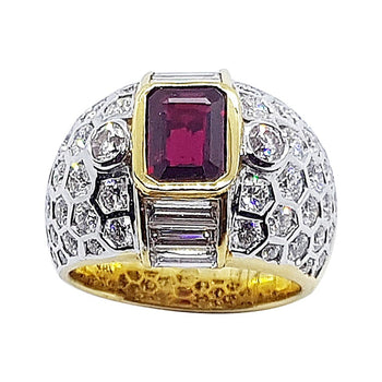 SJ6161 - Ruby with Diamond Ring Set in 18 Karat Gold Settings