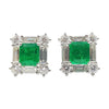 SJ1830 - Emerald with Diamond Earrings Set in 18 Karat White Gold Settings