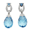 SJ2100 - Blue Topaz with Diamond Earrings Set in 18 Karat White Gold Settings