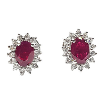 SJ6201 - Ruby with Diamond Earrings Set in 18 Karat White Gold Settings