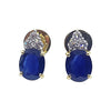 SJ2166 - Blue Sapphire with Diamond Earrings Set in 18 Karat Gold Settings
