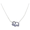 SJ2073 - Blue Sapphire Elephant Necklace Set in 18 Karat White Gold Settings