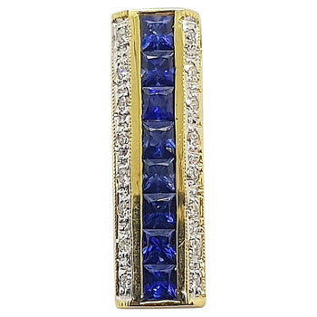 SJ2066 - Blue Sapphire with Diamond Pendant Set in 18 Karat Gold Settings