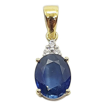 SJ2106 - Blue Sapphire with Diamond Pendant Set in 18 Karat Gold Settings