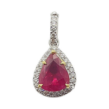 SJ6211 - Ruby with Diamond Pendant Set in 18 Karat White Gold Settings