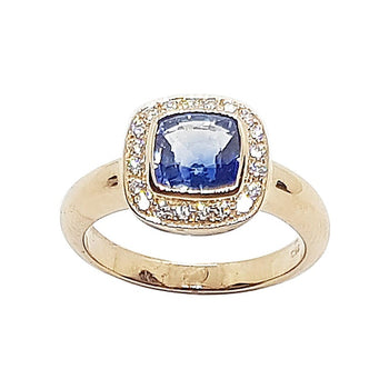 SJ2272 - Cushion Blue Sapphire with Diamond Ring Set in 18 Karat Rose Gold Settings