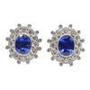 SJ6054 - Blue Sapphire with Diamond Earrings Set in 18 Karat White Gold Settings