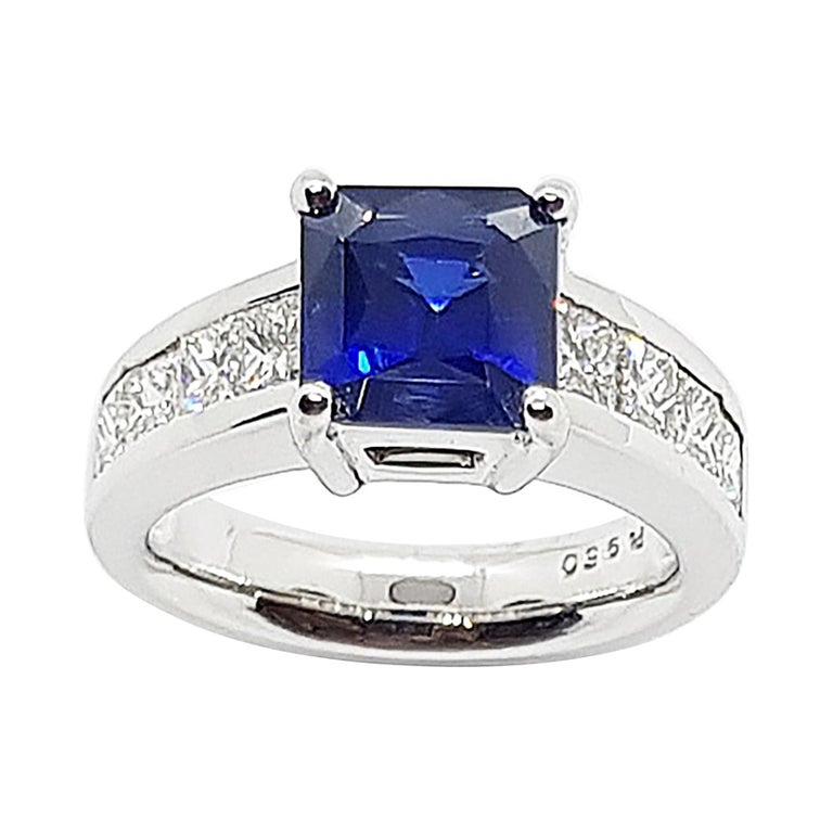 SJ1646 - GIA Certified 2.37 Cts Royal Blue Sapphire with Diamond Ring Set in Platinum 950