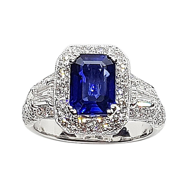 SJ6150 - GIA Certified 1.83 Cts Blue Sapphire with Diamond Ring Set in Platinum 950