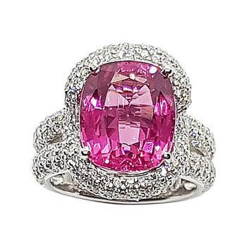 SJ1846 - GIA Certified Unheated 5cts Spinel with Diamond Ring Set in 18 Karat White Gold