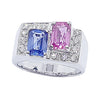SJ2174 - Blue Sapphire, Pink Sapphire with Diamond Ring in 18 Karat White Gold Settings