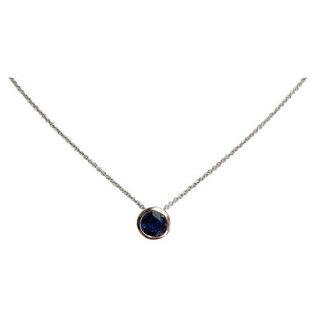 SJ1906 - Round Blue Sapphire Necklace Set in 18 Karat White Gold Settings