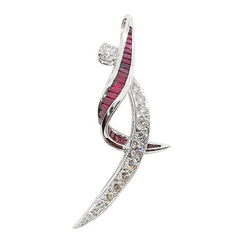 SJ1918 - Ruby with Diamond Pendant Set in 18 Karat White Gold Settings