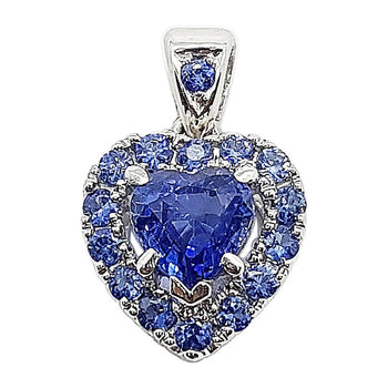 SJ1897 - Heart Shape Blue Sapphire Pendant Set in 18 Karat White Gold Settings