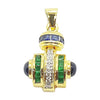 SJ1906 - Blue Sapphire, Emerald and Diamond Pendant Set in 18 Karat Gold Settings